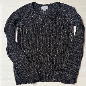 Black, Brown and Metallic Lurex Marled Knit Sweater